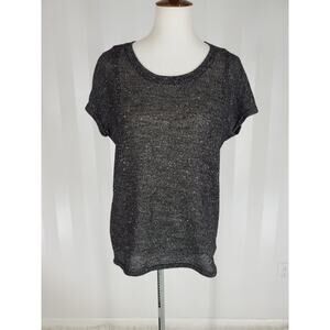 APT 9 Women's Black & White Patterned Lightweight Short Sleeve Sweater Sz L